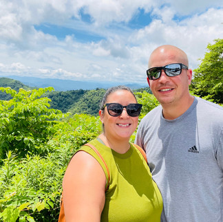 couple overlooking mountain view at clingman's dome in smoky mountains national park