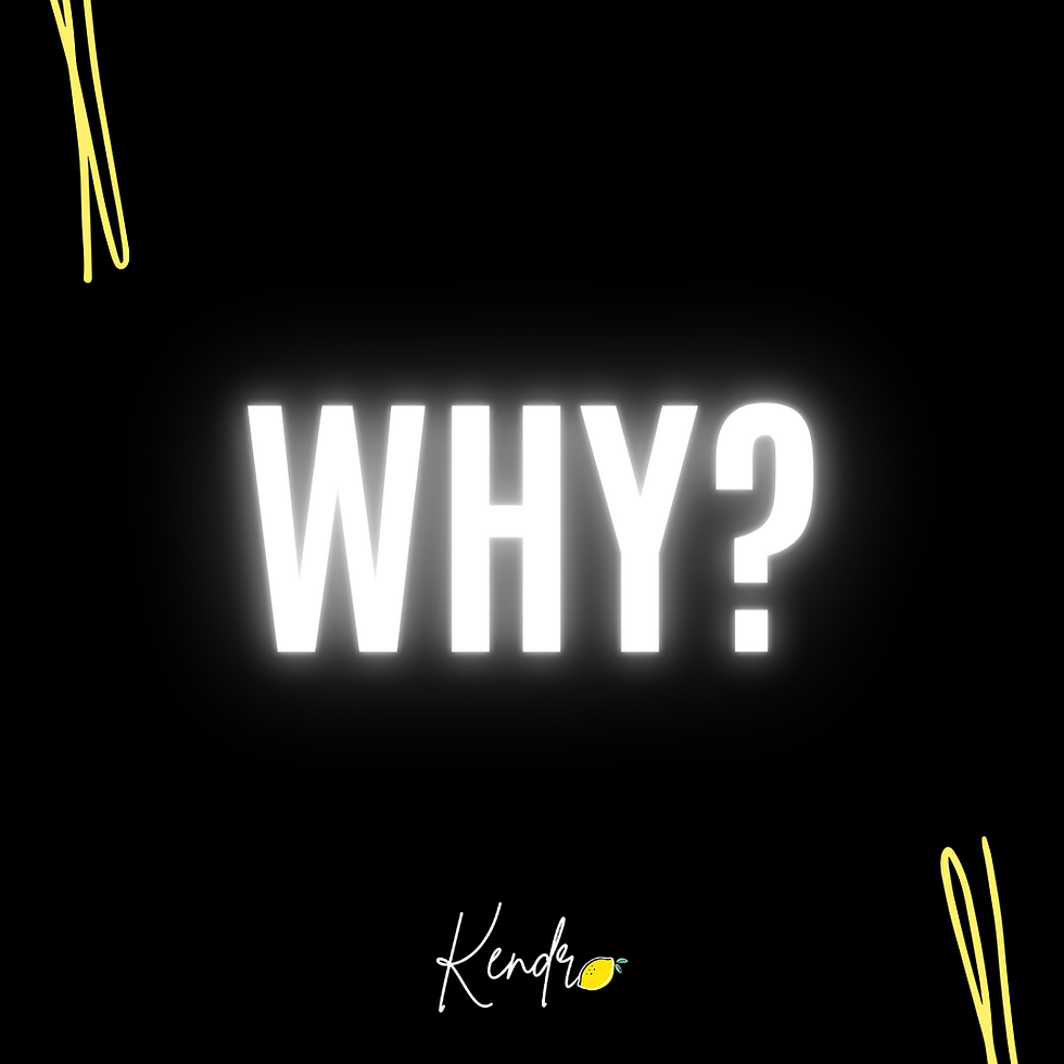 A image with a black background with a white word WHY? in the middle.