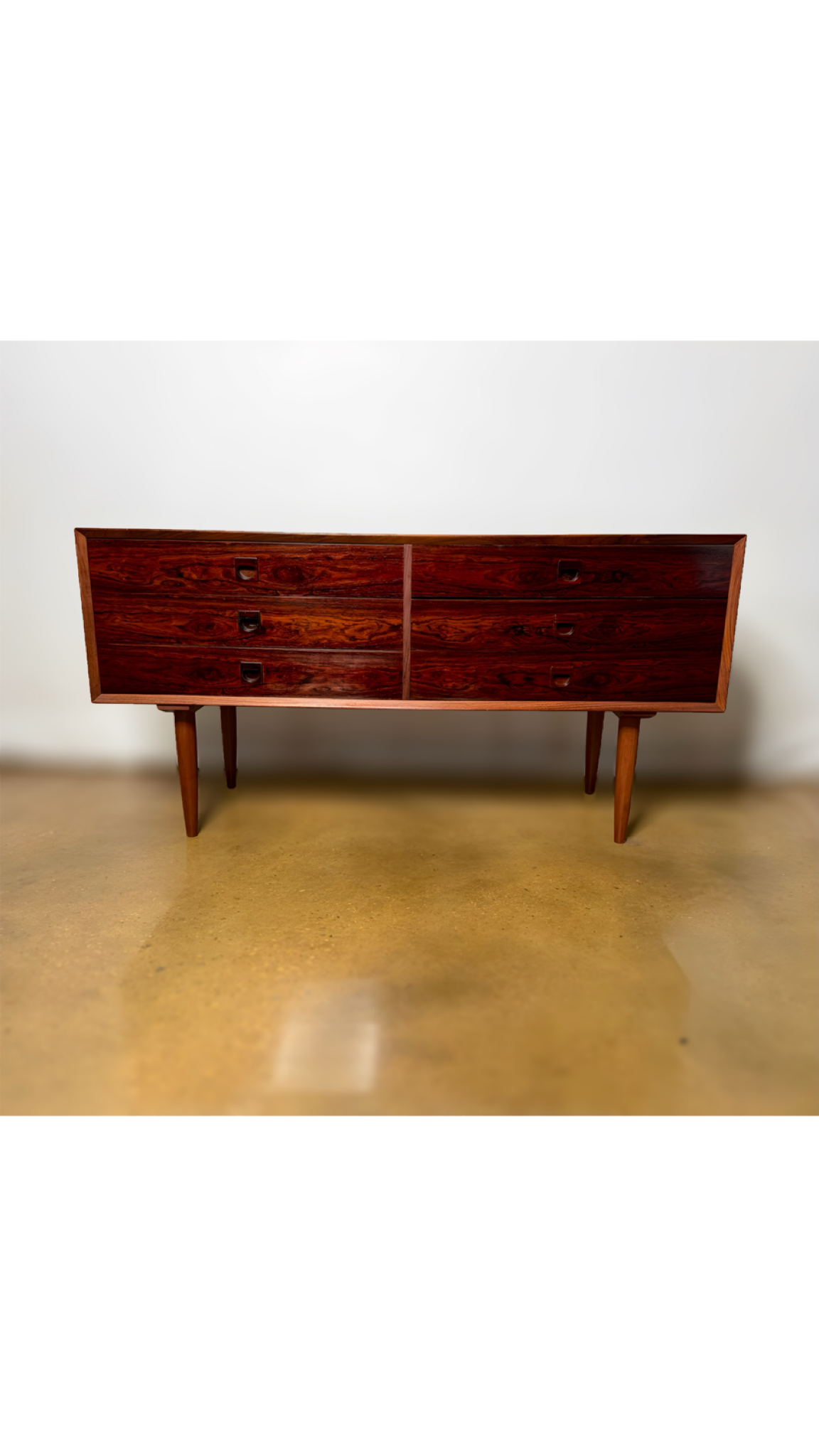 Danish Rosewood 6 Drawer Credenza/Low Dresser by Erik Brouer