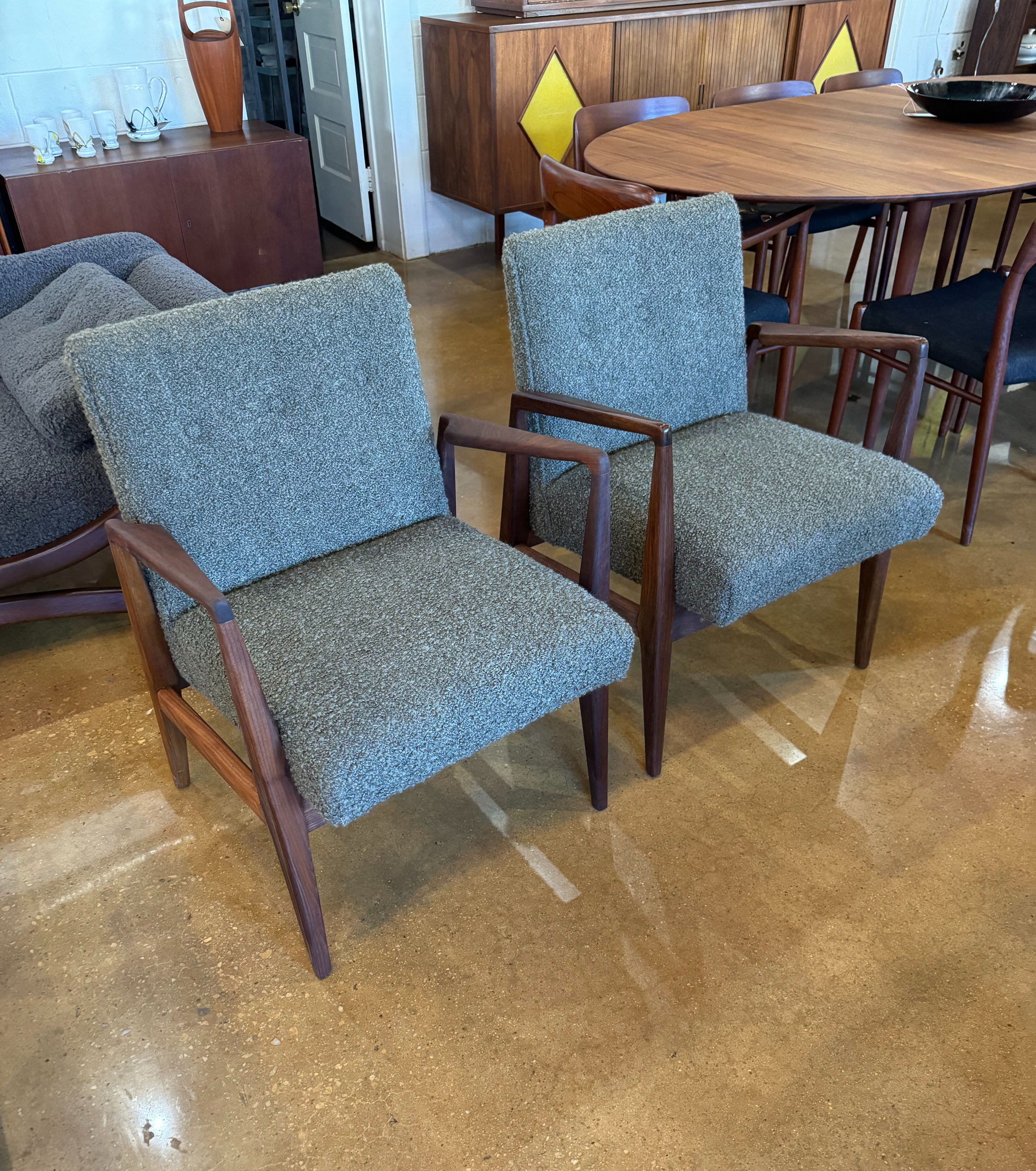 Jens Risom Walnut Lounge Chair with brand new upholstery