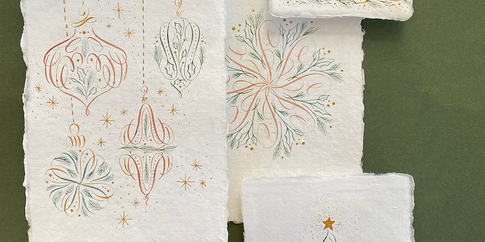 EN VIVO EN LINEA - CALIGRAFÍA COPPERPLATE + FLORITURAS NAVIDEÑAS - 19 & 20 de DICIEMBRE (ambos dias)