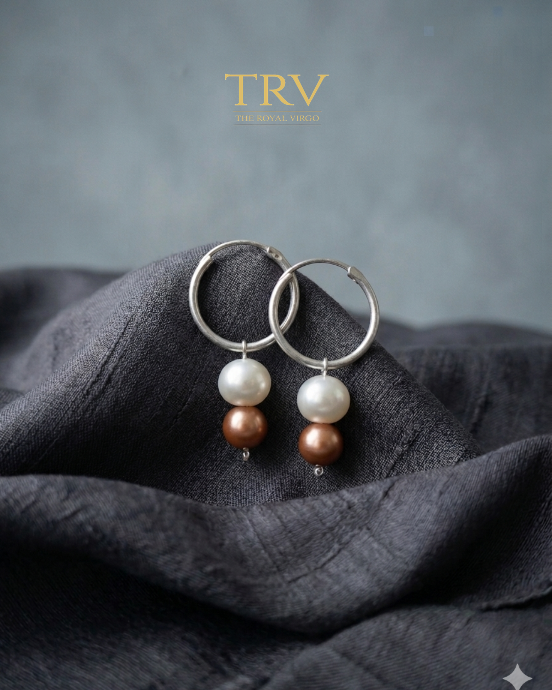 ERPFW008 - Boho Pearl & Silver Hoop Earrings