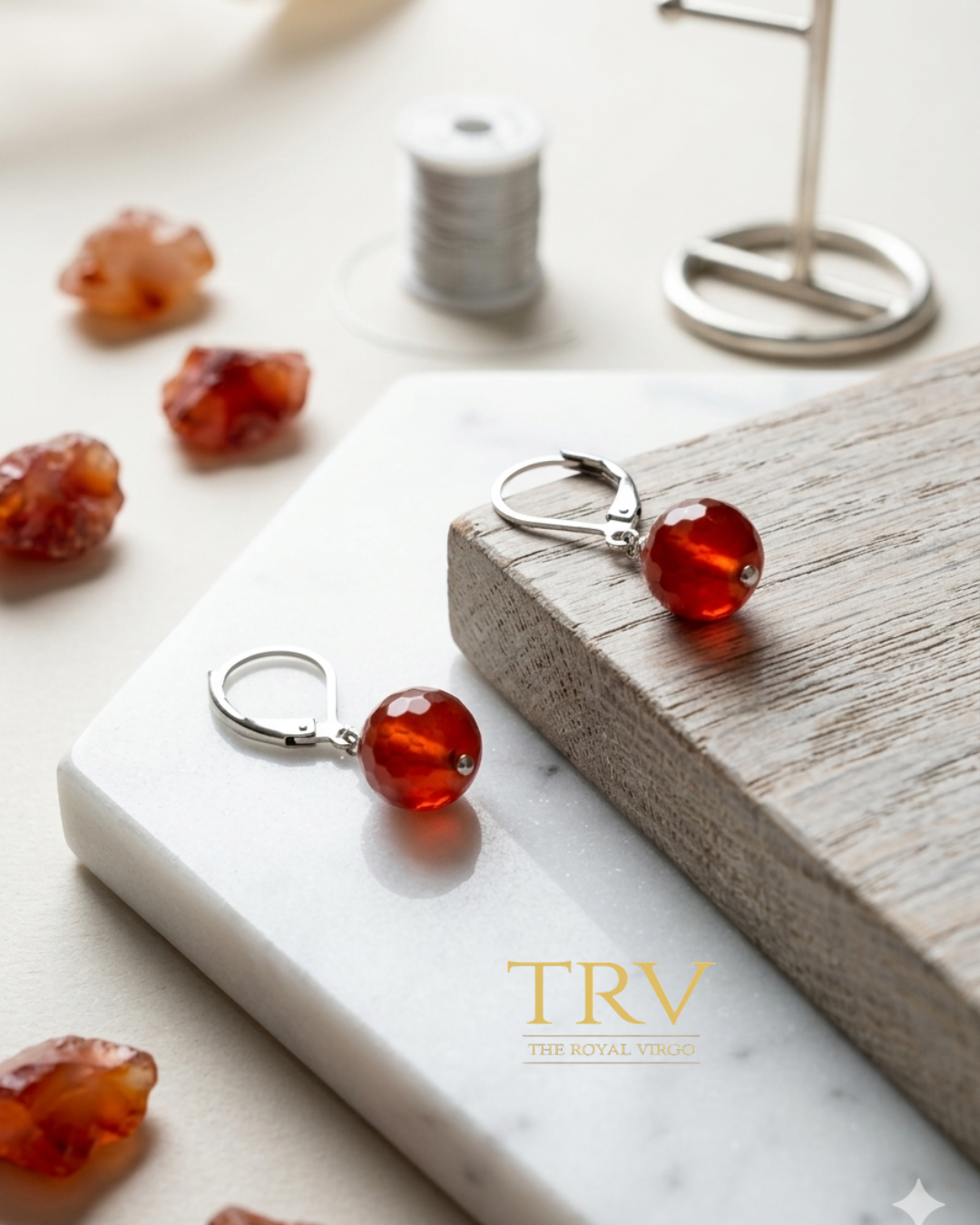 AGER02-  Statement carnelian drop earrings 