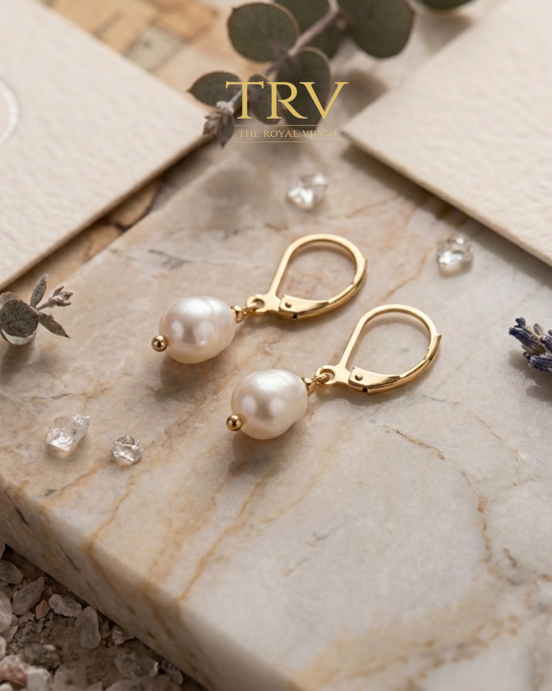 AERPFW03 Classic Pearl Drop Golden Hoop Earrings