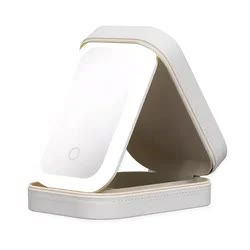 NNEDSZ White LED Jewelry Box with Mirror - Smart Light Adjustment and Dual Power