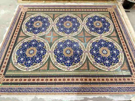 Commercial tiling contractors UK showcasing encaustic tiles installation London in cathedral restoration tiling