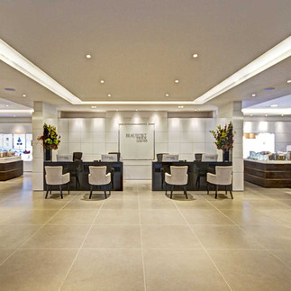Image of the elegantly tiled lobby at Beaufort Park, showcasing ABM Tiling's work for main contractors in London.
