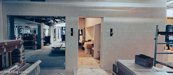Kaufmann tiles enhancing lobby design at NE1 Wembley