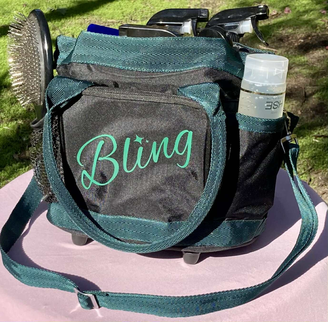 Bling Grooming/Wash Bay Hold Everything Bag Forest Green Horse Equestrian Grooming Tack Gear