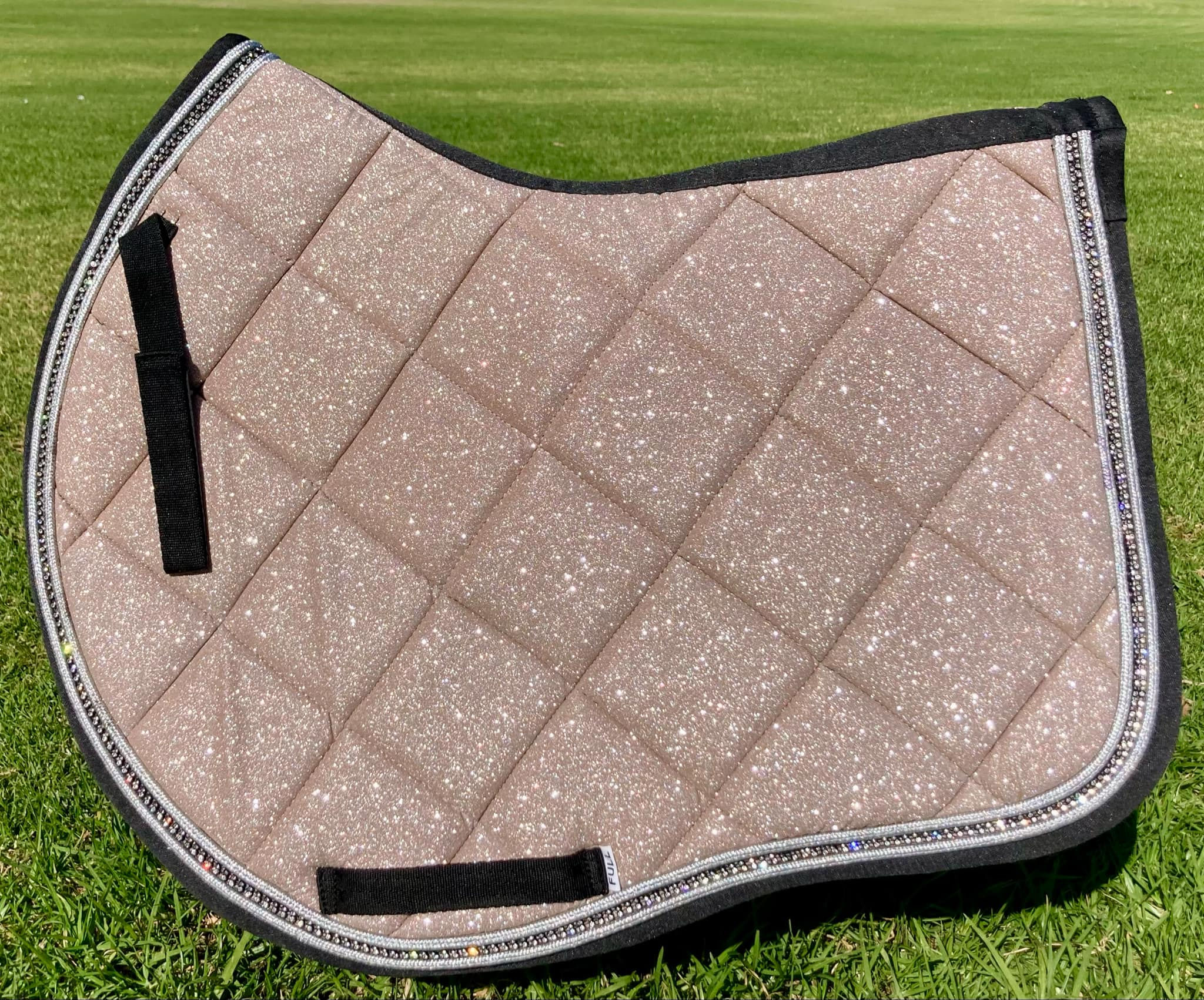 Saddle Pad Jump Cut Crystals Glitter Sparkle Show Jumping All Purpose Cinnamon Gold