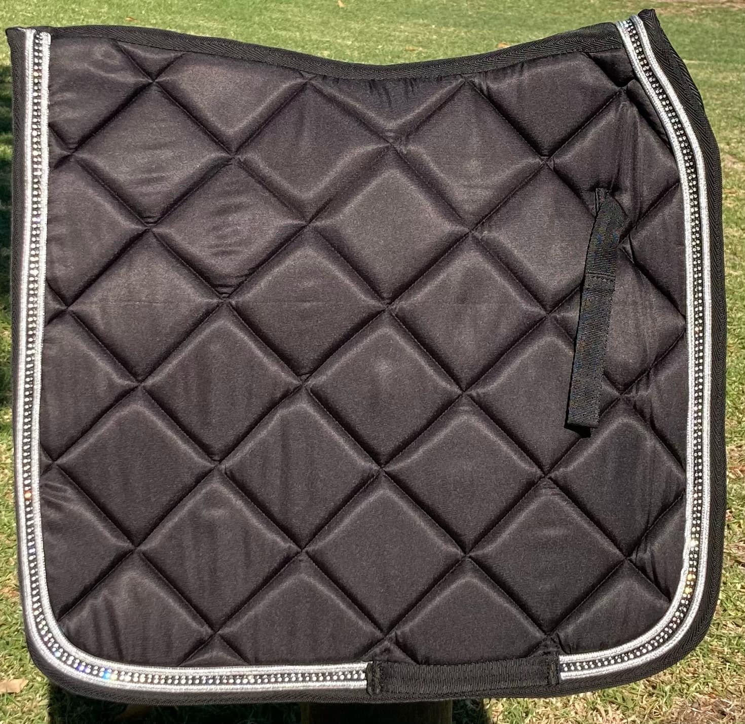 Saddle Pad Square Crystals Glitter Sparkle Dressage Show Jumping All Purpose Black