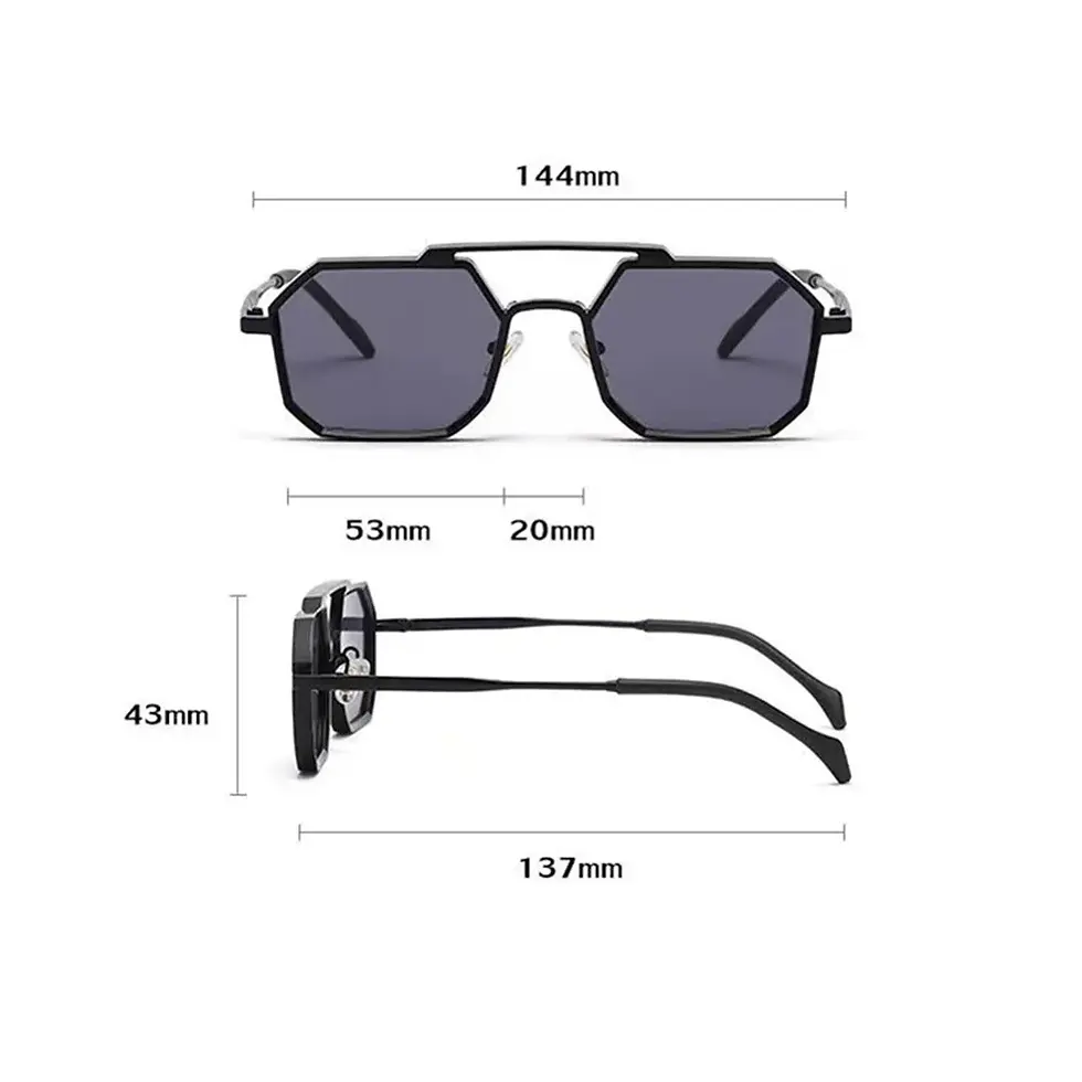 Thumbnail: Retro Large Square Frame UV Protection Metal Sunglasses