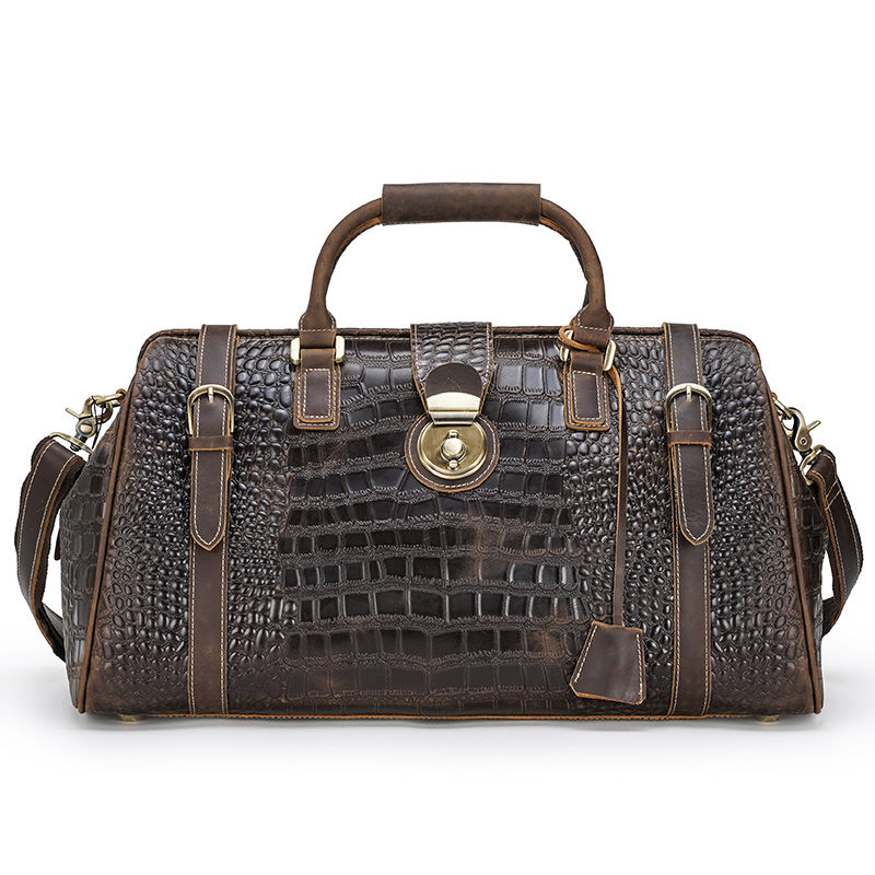 Thumbnail: Luxury Crocodile Embossed Weekend Travel Bag