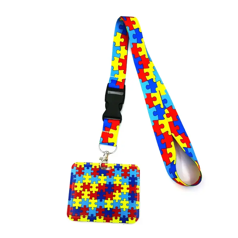 Thumbnail: Autism Pattern Anime Lanyard Badge