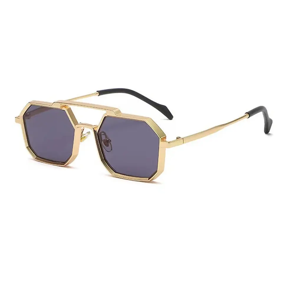 Thumbnail: Retro Large Square Frame UV Protection Metal Sunglasses