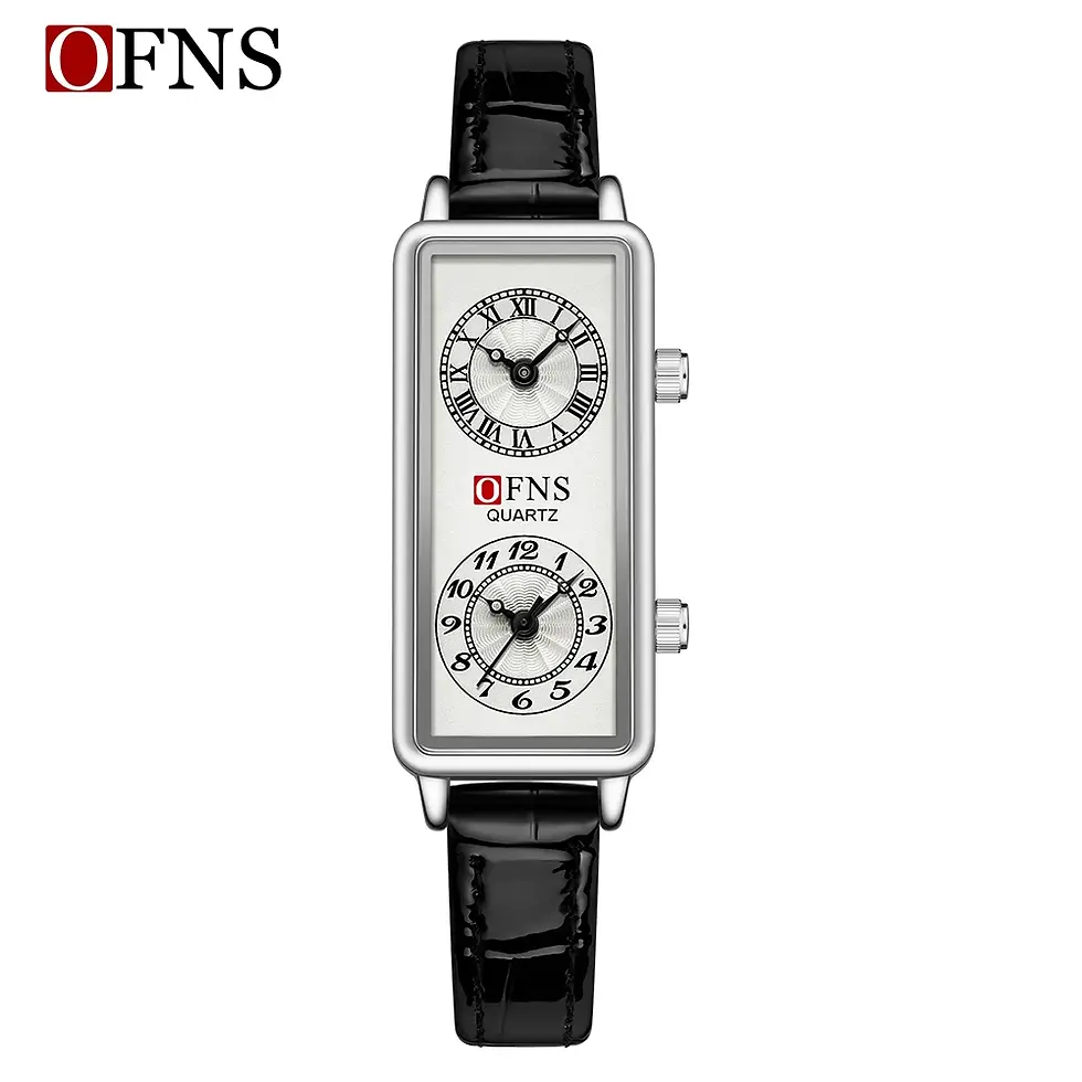 Thumbnail: OFNS ladies rectangular dual-dial watch