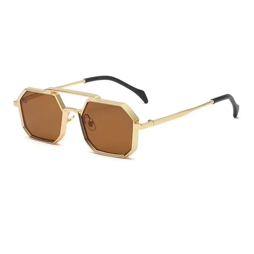 Thumbnail: Retro Large Square Frame UV Protection Metal Sunglasses