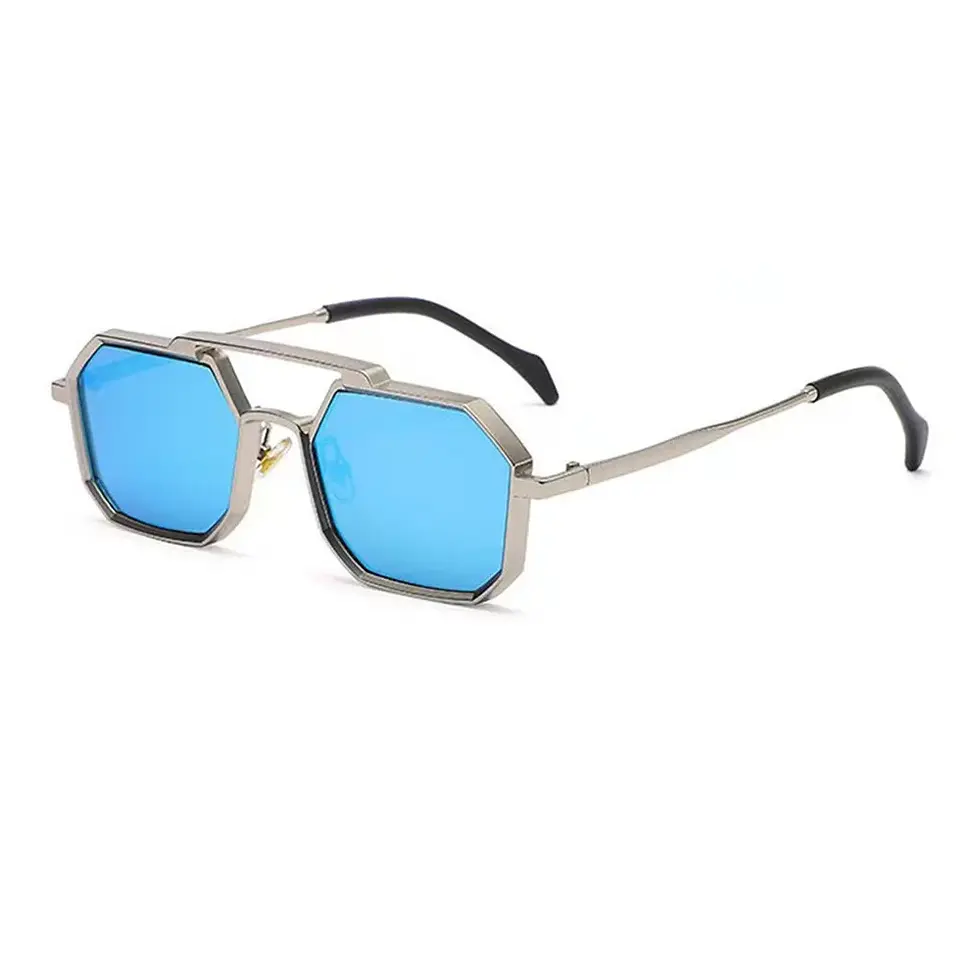 Thumbnail: Retro Large Square Frame UV Protection Metal Sunglasses