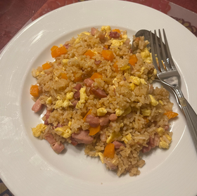 Fried rice : lardon et carotte