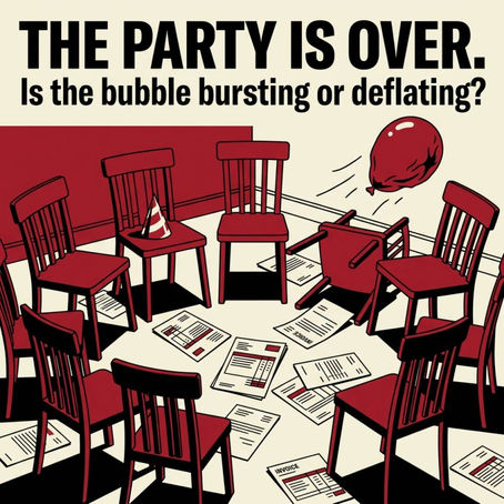 The party is over.Not with a bang. Not a crash.