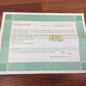Rolex Vintage 1973 Garantie Paper code: 572.01.250