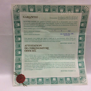 Rolex Datejust Guarantee Paper 16013 / 1988