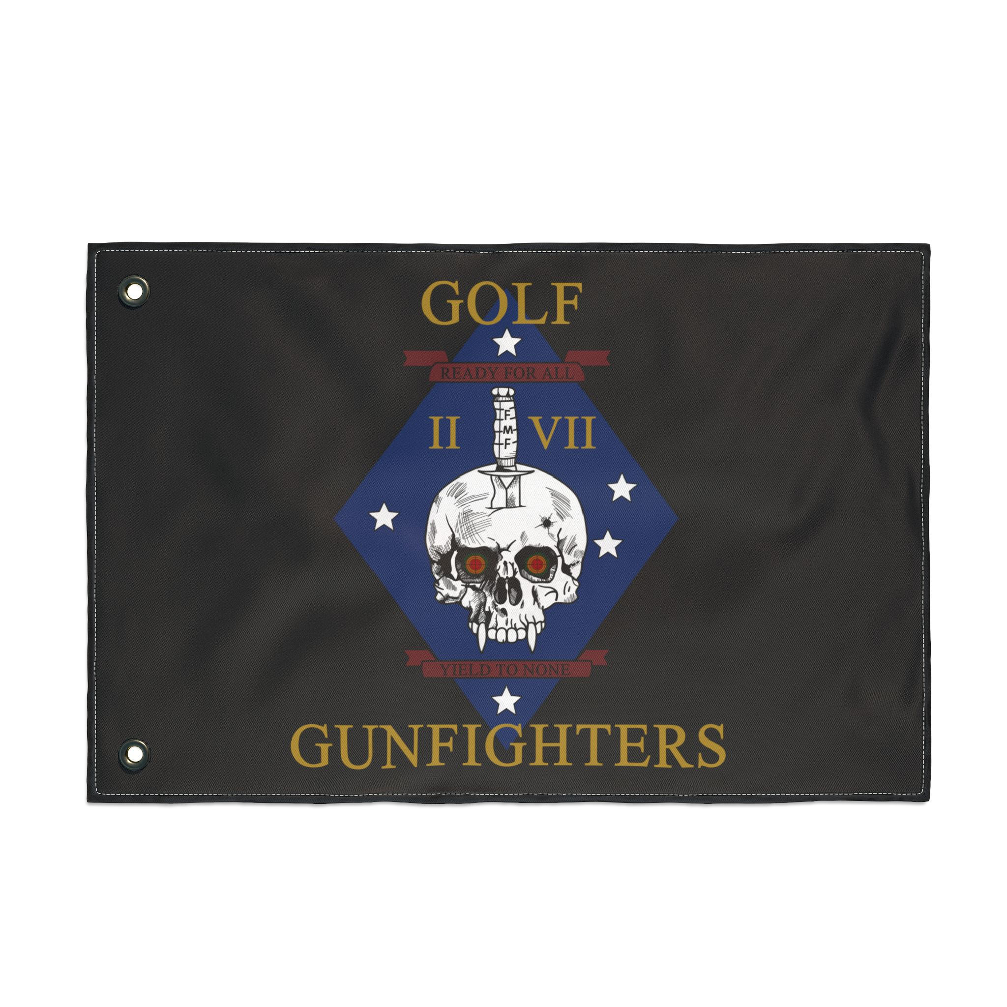 Gunfighters Flag — 'Golf Gunfighters' Double-Sided Military Skull Banner