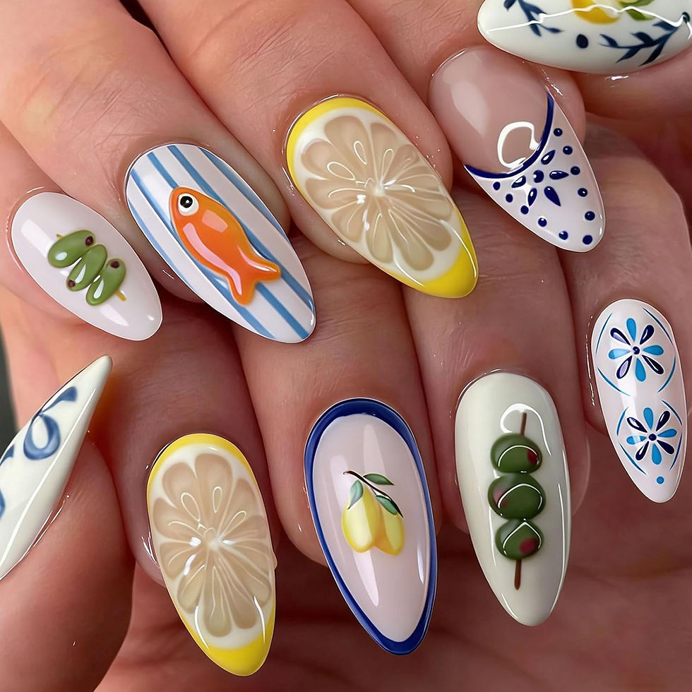 Tangerine + Lemon French Tip Nails