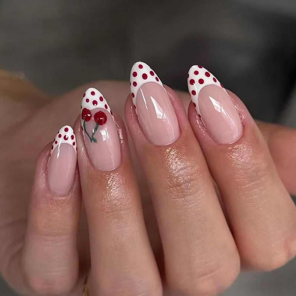 Cherry French Tip Nails