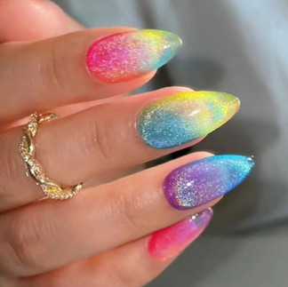 Rainbow Almond Nails