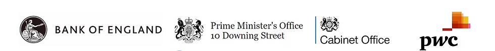 Institutional logos: Bank of England, Prime Minister's Office, Cabinet Office, and PwC