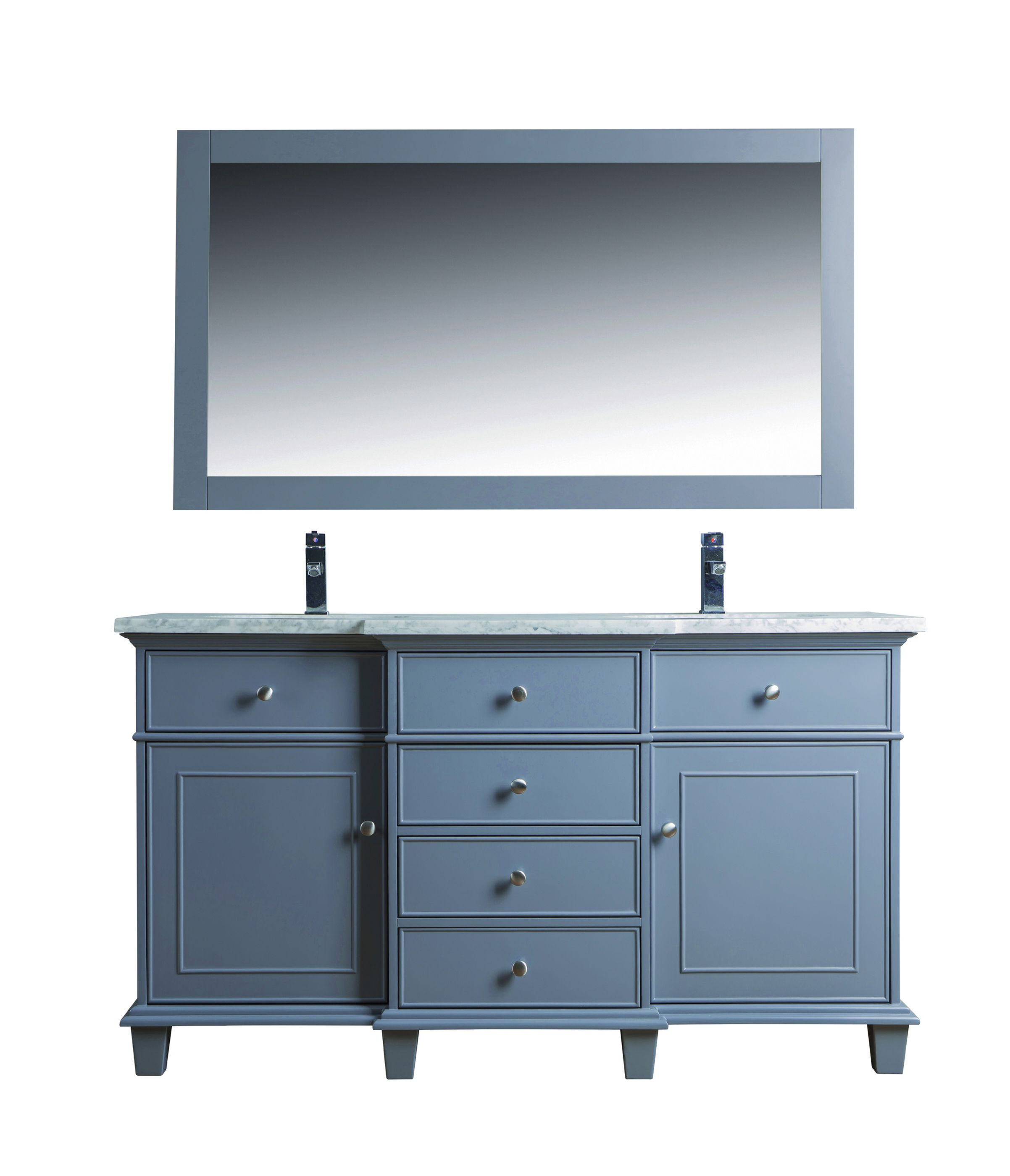 Cadence Grey 60" Double Sink Vanity with Mirror
