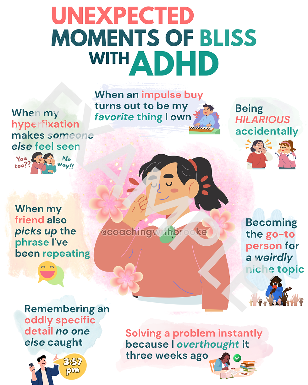 Moments of Bliss with ADHD infographic. 6 ADHD-Friendly Ways I Trick Myself Into Starting.