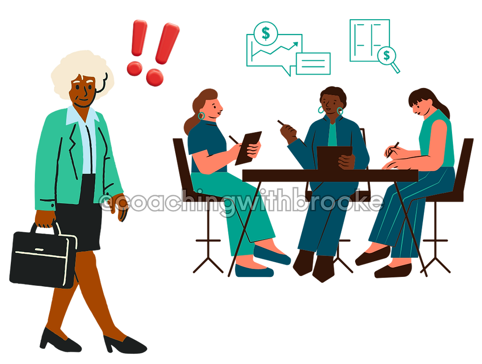 a woman is shocked by walked past an important meeting going on without her