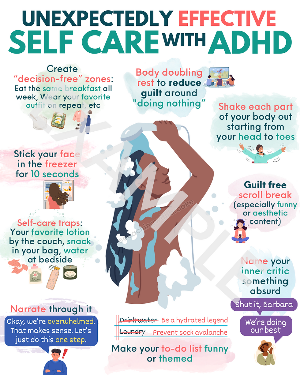 Self-care tips for ADHD: showering, face masks, body brushing, and more