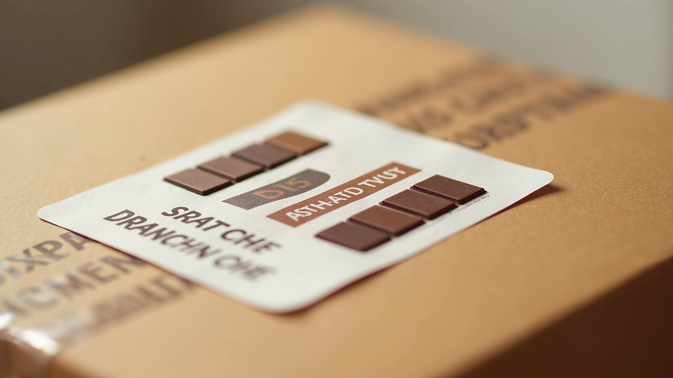 Close-up view of a shipping label on a cardboard box ready for export