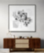 Framed personalised wedding artwork commission displayed in a modern Manchester home interior