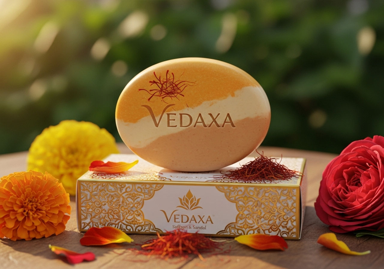 Vedaxa Saffron Sandal Handmade Soap – Brightening Bar (100 gm)