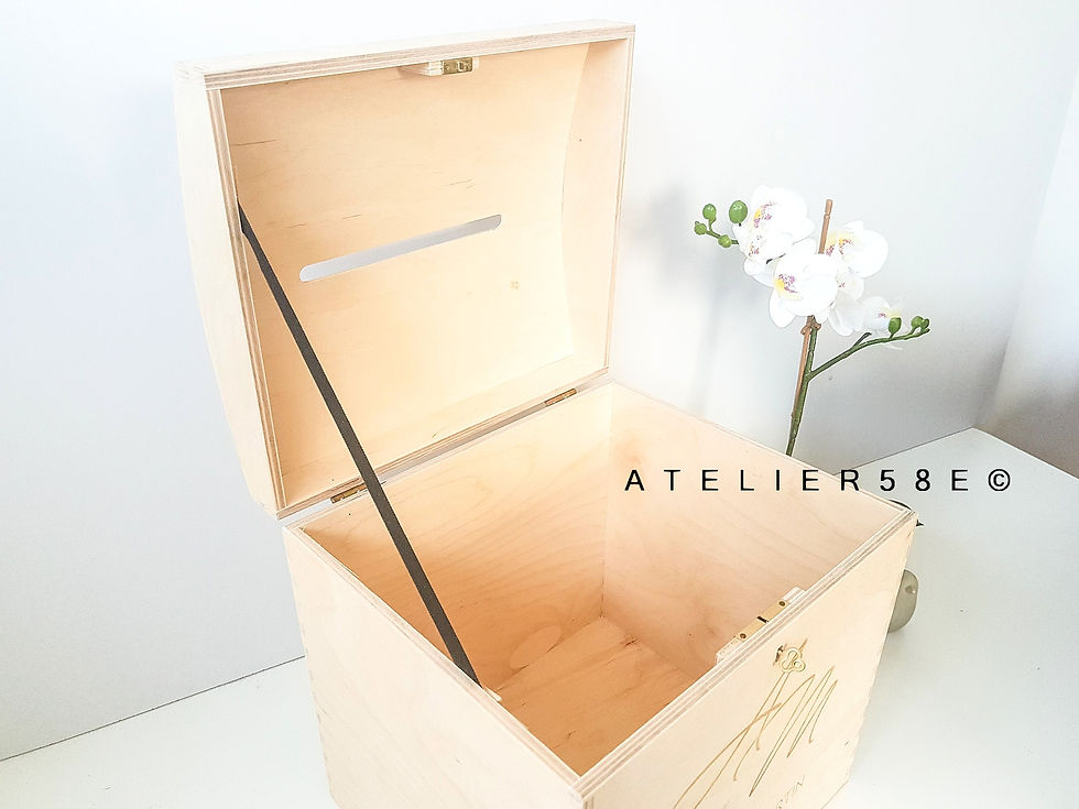 Miniature : Urne de mariage en bois personnalisée avec serrure