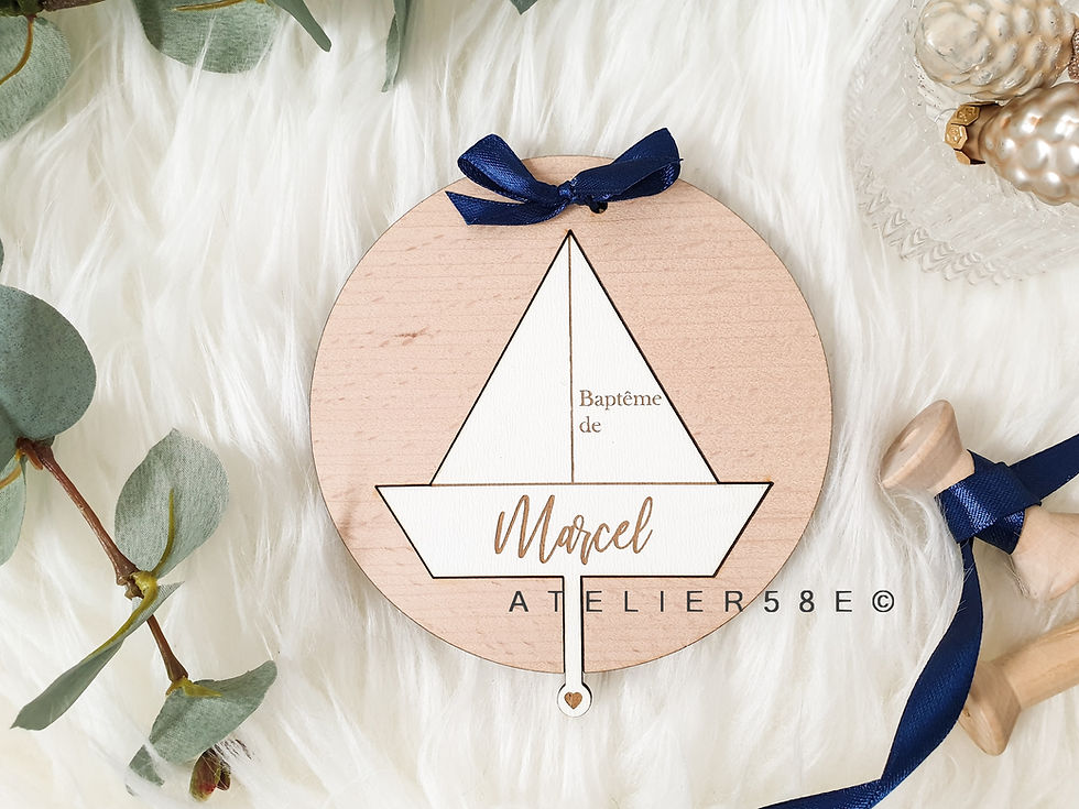 Miniature : Faire part en bois puzzle en forme de bateau