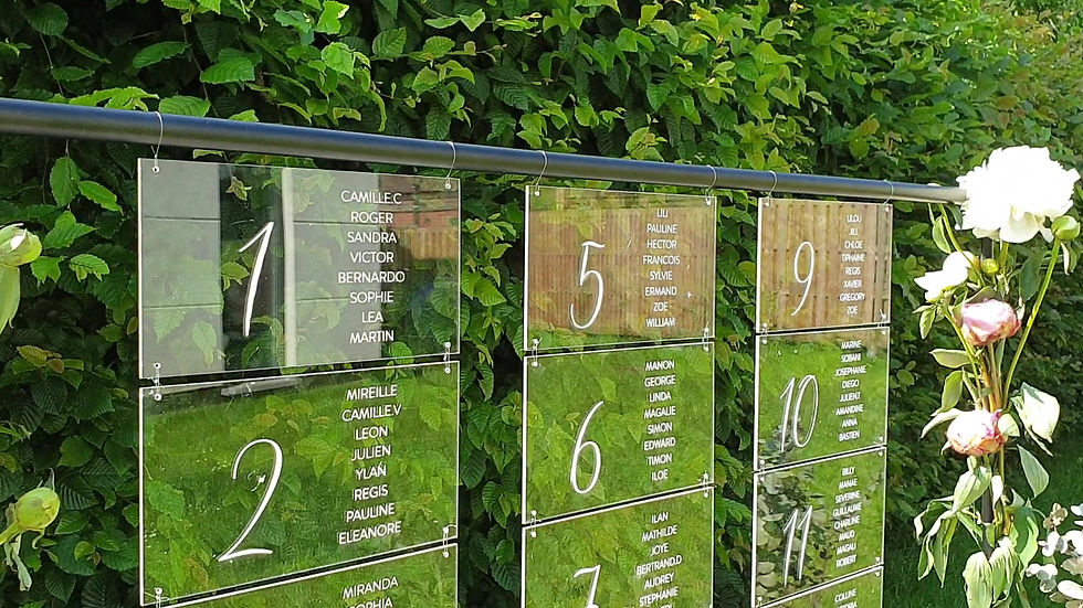 Miniature : Plan de table mariage original en plexiglas plaquettes à suspendre