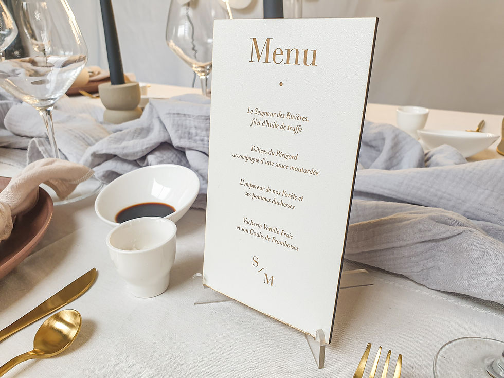 Miniature : Menu de mariage minimaliste blanc -Philomène