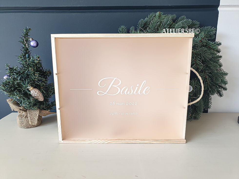 Miniature : Boite en bois mes premiers souvenirs pour ranger accessoires bébé