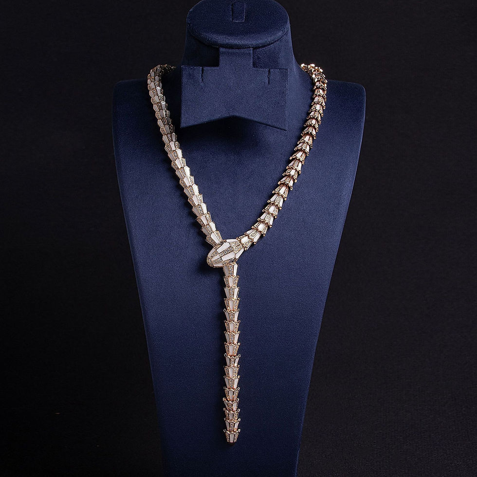 Thumbnail: S925 Silver Snake-Shaped Enamel Necklace