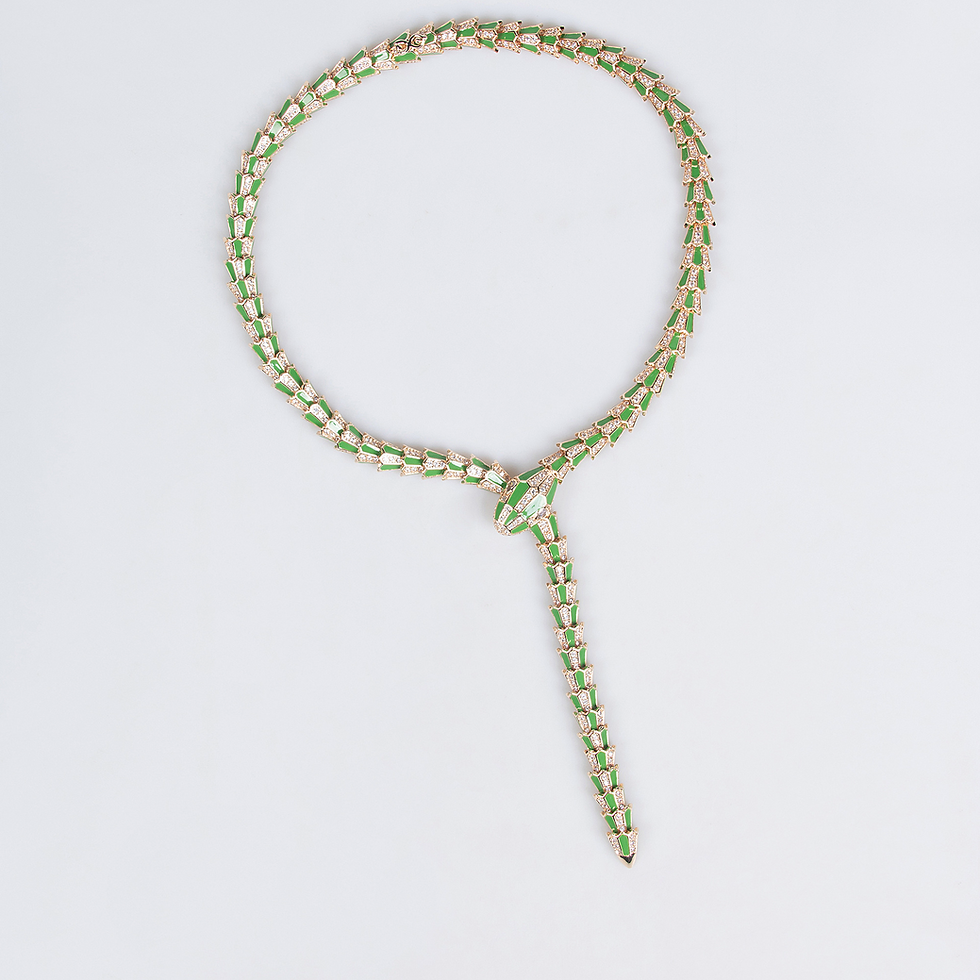 Thumbnail: S925 Silver Snake-Shaped Enamel Necklace