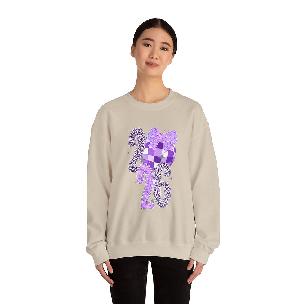 Thumbnail: 2026 Leopard Print & Sparkle Bow Design Crewneck Sweatshirt