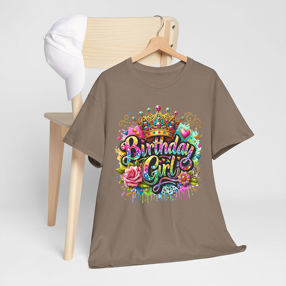 Thumbnail:  Birthday Girl Crown Tee – Sparkle, Shine & Celebrate Unisex Heavy Cotton Tee,