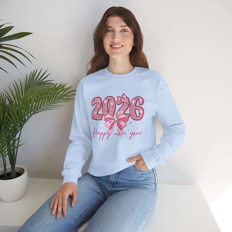 Thumbnail: 2026 Happy New Year Sweatshirt  Pink Bow Celebration Crewneck