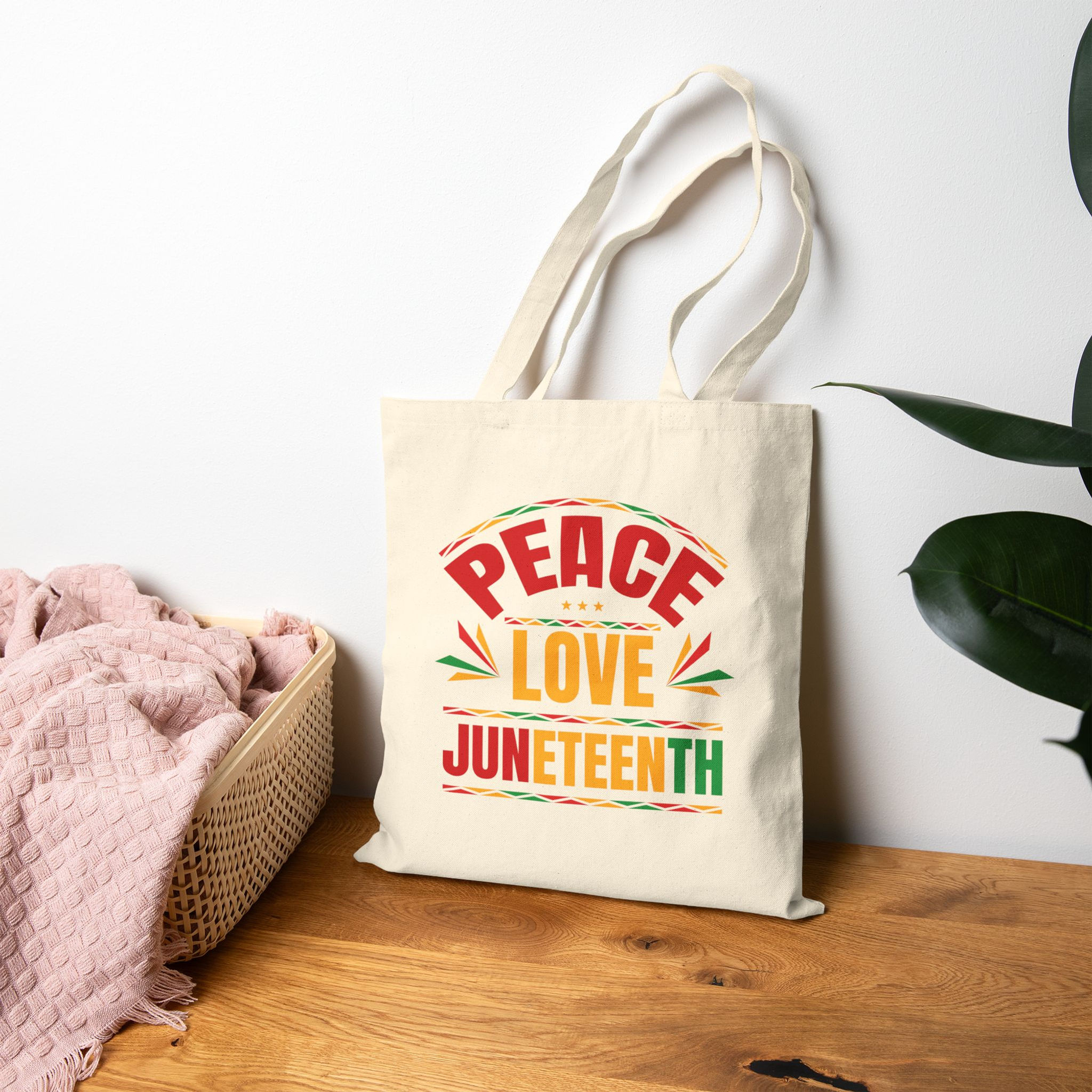  Peace Love Juneteenth Cotton Canvas Tote Bag