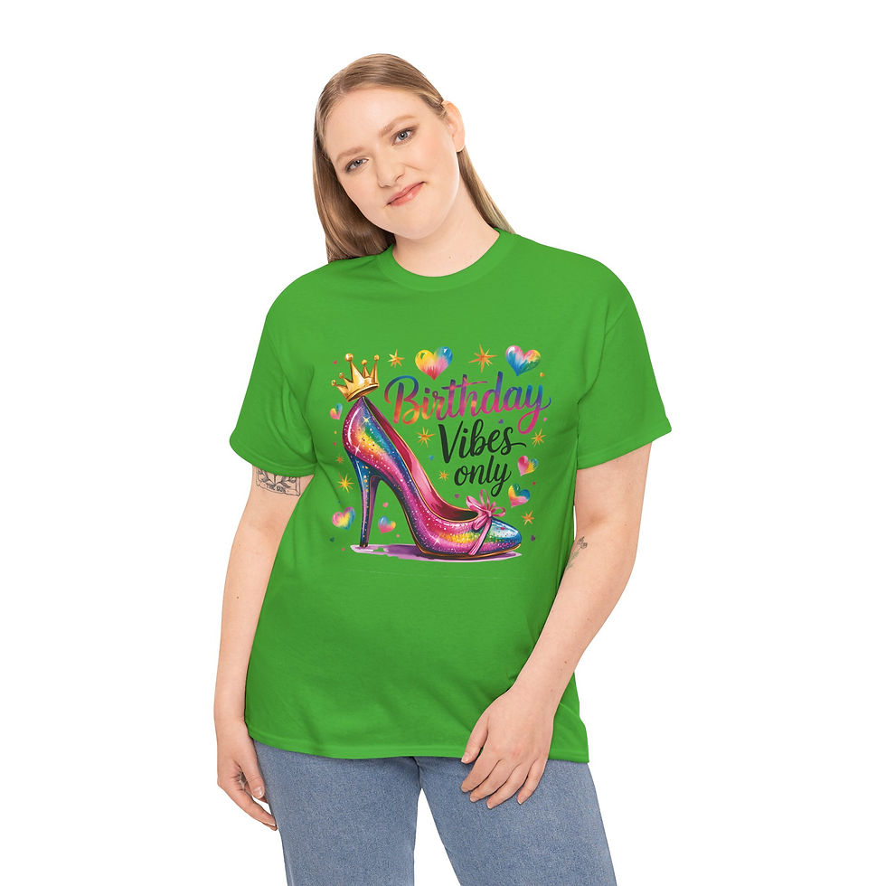 Thumbnail:  Birthday Vibes Only - Rainbow Glam Unisex Cotton T-shirt